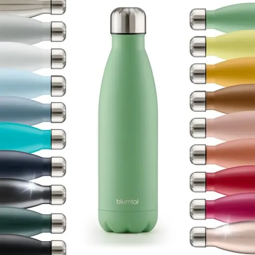 Blumtal Trinkflasche 350 ml Edelstahl - auslaufsichere Isolierflasche - BPA-freie Trinkflasche kalt & warm - doppelwandige Insulated Bottle - rostbeständige Isolierflasche Summer Green - Grün