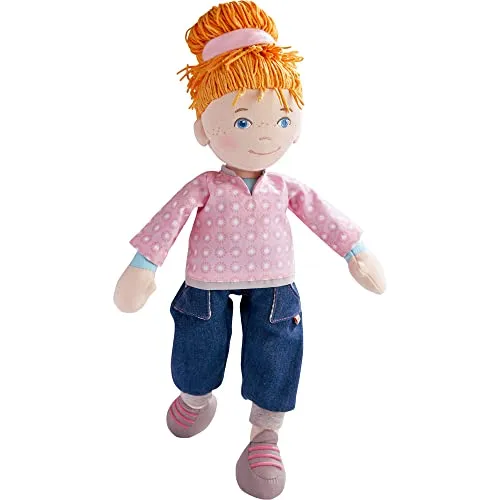HABA 305650 - Schlenkerpuppe Lene, 36 cm - Puppen, kuschelig weicher Körper perfekt zum Schmusen, ideal als Geschenk für Puppenmamas und -papas, begleitet Kinder durch ihre Baby- und Kleinkindzeit.