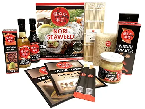 Seba Garden SUKOYAKA Sushi Maker Kit - 9-teiliges Set für Sushi-Fans - Komplettes Sushi-Set mit Anleitung für Einsteiger und Profis. Inklusive aller Grundzutaten für ein unvergessliches Sushi-Erlebnis zu Hause – ideal für gesellige Abende!