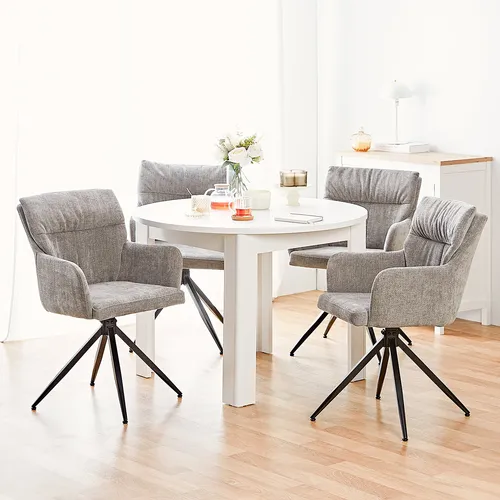 Homestyle4u 2790 Esstisch rund 106,5 cm Weiß - Esstisch aus Holz in elegantem Weiß, ideal für bis zu 4 Personen. Pflegeleichte, kratzfeste Oberfläche und platzsparendes Design machen ihn perfekt für kleine Räume.