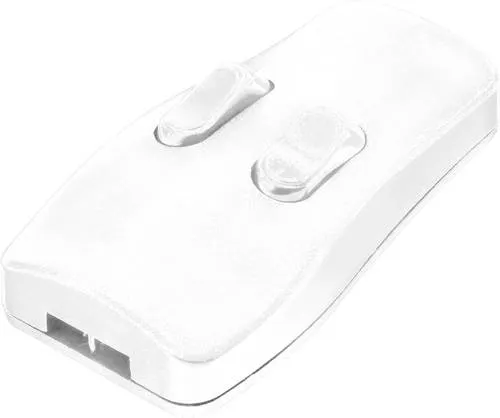 TRU COMPONENTS Schnurschalter Weiß 2 x Aus/Ein 2 A - Smart Home Schnurschalter mit zwei Aus/Ein-Schaltern, ideal für die Steuerung von Geräten. Robuste Bauweise mit einer maximalen Temperatur von 155 °C.