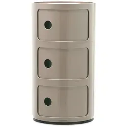Kartell Componibili Container 3-fächer, Taupe - Stilvoller Nachttisch aus ABS, entworfen von Anna Castelli Ferrieri. Mit 3 Fächern ideal für Ordnung und Stauraum in jedem Schlafzimmer.