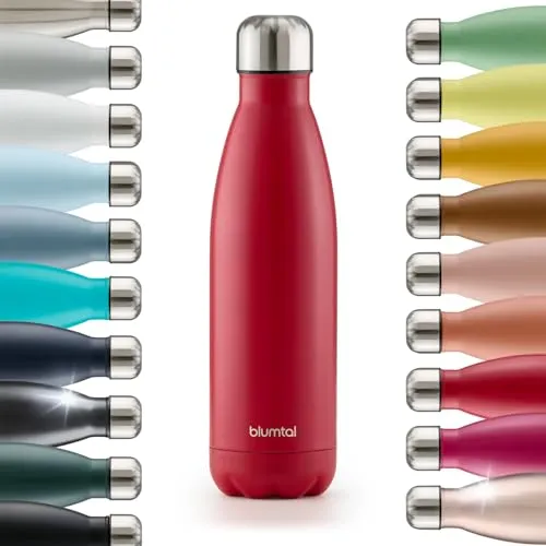 Blumtal Trinkflasche 1000 ml Edelstahl - auslaufsichere Isolierflasche - BPA-freie Trinkflasche kalt & warm - doppelwandige Insulated Bottle - rostbeständige Isolierflasche Rot