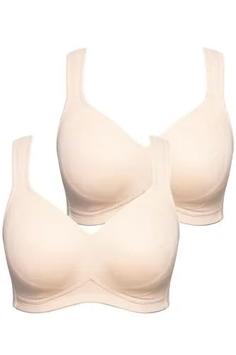 Ulla Popken Damen Mikrofaser-BH, 2er-Pack - Funktionsunterwäsche mit breitem, elastischem Unterbrustband für optimalen Halt und vorgeformten Cups – ideal für den täglichen Komfort und ein nahtloses Tragegefühl.