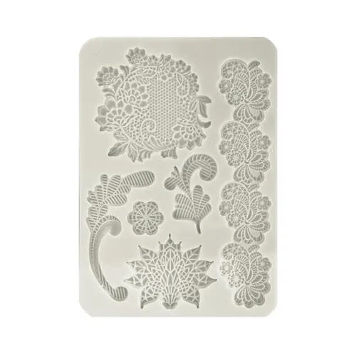 Stamperia - Silicon Mould A5 for Scrapbooking, Bullet Journals and More, Laces, Non-Stick Surface, Suitable for Air-Dry Clay, Resin, and More, Perfect for Crafts and Gifting (Brocante Antiques)