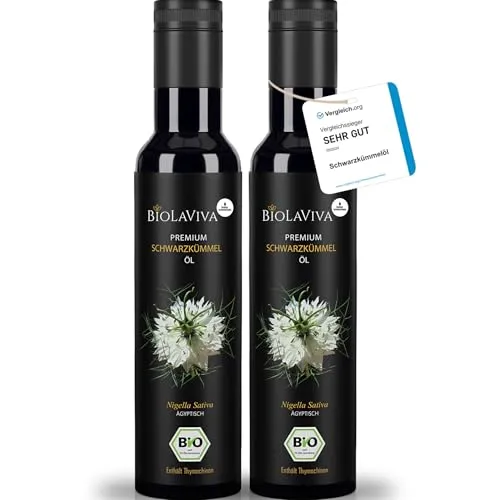 Premium BIO Schwarzkümmelöl – kaltgepresst & ungefiltert – 100% Nigella sativa aus Ägypten (2x250 ml) - Hochwertiges, kaltgepresstes Schwarzkümmelöl aus Ägypten in lichtgeschütztem Miron Violettglas. Ungefiltert und laborgeprüft für besten Genuss und Qualität.