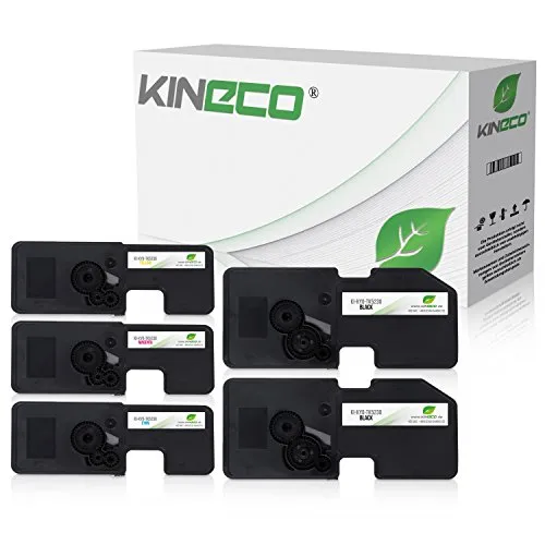 Kineco 5X Toner TK5230 Multipack für Kyocera Ecosys - Toner für Kyocera Drucker mit hoher Ergiebigkeit: 2.600 Seiten schwarz, 2.200 Seiten farbig. Geprüfte Qualität aus der KI-Serie für lange Lebensdauer.