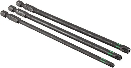 KWB 3 Bits 150 mm Tamper Torx TT25, TT30, TT40 Set Torsion 123344 (Tq 60 Stahl, Torsionszone, ISO 1173, Antrieb C6.3)
