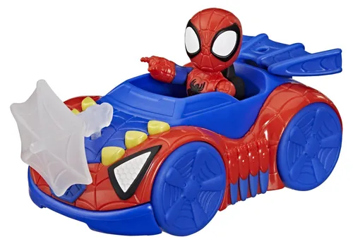 Spidey and His Amazing Friends Spidey & Friends Fahrzeug mit Figur 7,6 cm - Spidey - Fantasievolles Spielset mit einer beweglichen Spidey-Figur (7,6 cm) und einem Web Crawler Fahrzeug. Ideal für kreative Abenteuer und inspiriert von der Disney Jr. Serie. Perfekt für Kinder ab 3 Jahren.