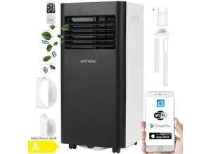 Mobile Klimaanlage mit WiFi 9000 BTU - Energieeffiziente Klimaanlage (A) mit 24h Timer, Nachtmodus und Luftentfeuchter für optimalen Komfort in jedem Raum.