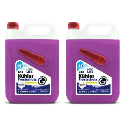 Gamix Kühlerfrostschutz G13 | 5L Kühlflüssigkeit für Autos | Frostschutz bis -35°C - Gamix Kühlerfrostschutz G13 ist gebrauchsfertig und schützt Ihr Kühlsystem effektiv vor Frost und Überhitzung. Ideal für alle Fahrzeugtypen mit Flüssigkeitskühlung. Verlängerte Haltbarkeit für zuverlässigen Einsatz.