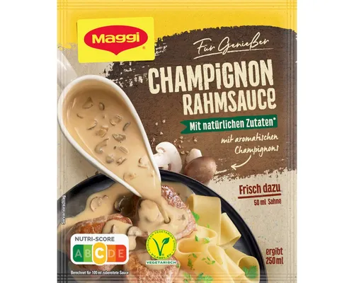 MAGGI Champignon Rahm Sauce für Genießer 42g - Verfeinern Sie Ihre Gerichte mit der köstlichen Champignon Rahm Sauce von MAGGI. Hergestellt aus natürlichen Zutaten, ideal für eine cremige Note in Ihren Rezepten.