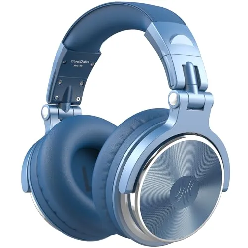OneOdio Over Ear Kopfhörer mit Kabel, 50mm Treiber, Bassklang, 6.35 & 3.5mm Klinke, Share-Port, Geschlossene DJ Headphones für Studio, Podcast, Monitor, Handy, PC, MP3/4 (Pro-10 Himmelblau)