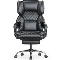 Rattantree Chefsessel Schwarz, Leder, 62x117x71 cm - Eleganter Chefsessel für Büro und Homeoffice. Mit bequemer Polsterung, höhenverstellbar und 360° drehbar. Robustes Design mit leisen Rollen – ideal für einen stilvollen Arbeitsplatz.