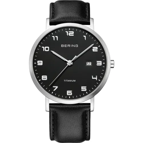 BERING Herren Uhr Quarz Movement - Titanium Collection, ultraleicht mit Saphirglas und 5 ATM Wasserdichtigkeit