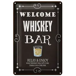 Femer GmbH Metallschild Hinweis 30x40 cm Welcome WHISKEY Bar Relax and enjoy, (1 St), gewölbte Oberfläche, abgerundete Ecken, umgeschlagene Kanten