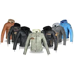 Alpha Speeds Motorradjacke - /Freizeit Herren Lammlederjacke Bikerjacke Highway 11 (Abnehmbares Innenfutter und Kapuze, (NEUE VERSION 2025) Aus weichem Lammleder, inkl. einsetzbarer Protektoren weiß 3XL