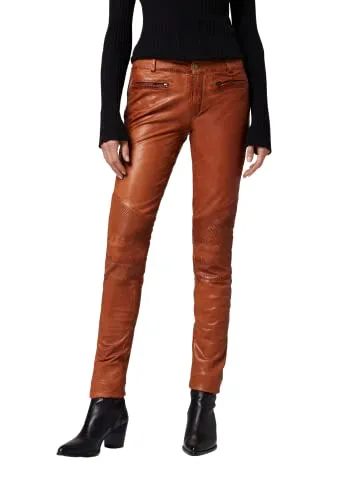 RICANO Donna - Damen Lederhose in Biker-Optik (Slim Fit/Regular Waist) aus Premium Ziegenleder - Modische Slim Fit Lederhose im 5-Pocket Stil, gefertigt aus hochwertigem Ziegenleder. Sportliche Passform für einen modernen Look. Überzeugen Sie sich von der Qualität und dem zeitlosen Design!