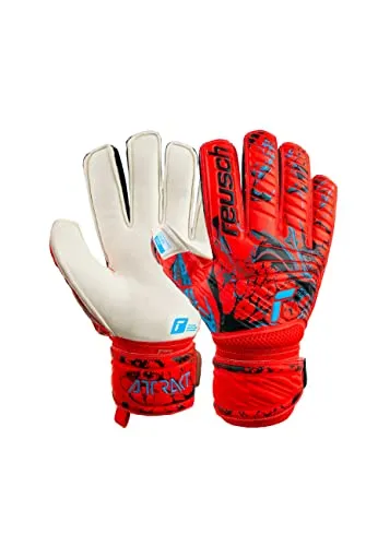 REUSCH Torwarthandschuhe Attrakt Grip - Optimaler Grip und Flexibilität - Torwarthandschuhe mit electric red Design und hochwertigem Reusch Grip Latex. Hohe Atmungsaktivität durch weiches Airmesh und optimierte Daumenflexibilität für beste Leistung.