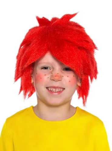 Pumuckl Perücke für Kinder - Rot - Einheitsgröße - Verwandle Dich in den berühmten Kobold mit der roten Pumuckl Perücke! Ideal für Karneval und Fasching, sorgt sie für großen Spaß und ist perfekt für Kinder mit einem Kopfumfang von 48 bis 56 cm.
