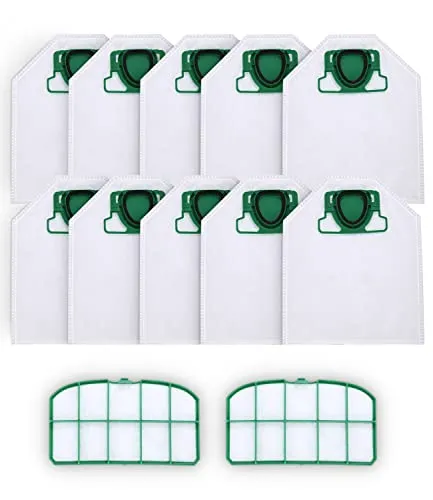 VK200 Staubsaugerbeutel für Vorwerk Kobold VK200 FP200 Filte, Premium Allergiker geeignet, Austauschbarer Staubbeutel, Mit 2 HEPA-Filtern 10
