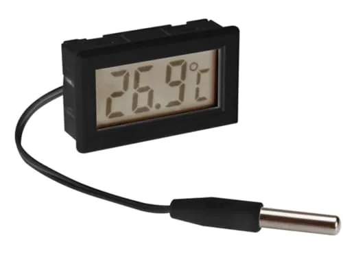 Velleman Digitaler Einbau-Thermometer, großes Display, ABS-Gehäuse, -50-100 °C, gut ablesbar