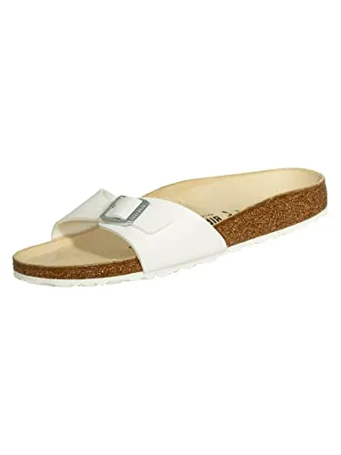 Birkenstock Pantoletten "Madrid" in Weiß, Größe 40 - Herren - Herren Hausschuhe von Birkenstock mit ergonomisch geformter Leder-Decksohle und rutschhemmender Laufsohle, ideal für schmale Füße.