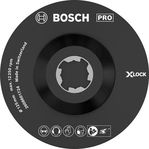 Bosch Accessories X-LOCK SCM Stützteller 125mm mit Mittelstift - Stützteller für X-LOCK Winkelschleifer, ideal für SCM-Vliesscheiben. Schneller Wechsel dank schlüssellosem X-LOCK System, Durchmesser 125mm.