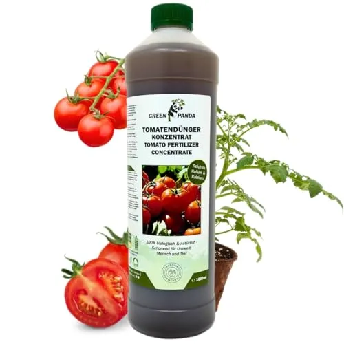 GreenPanda Tomatendünger flüssig - 1000ml Calciumdünger Tomaten - Tomatendünger Bio konzentriert - Tomato fertilizer - Tomaten Dünger zur verbesserten Ernte & intensiveren Geschmack (1 Liter)