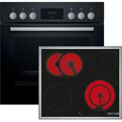 Bosch Herdset Einbau HEF113BA0 + NKN645GA2E - Schwarz - Herd-Set mit 5 Beheizungsarten und 66 l Garraum, inklusive flexibler Kochzonen für optimale Kochmöglichkeiten. Ideal für kreative Küche!