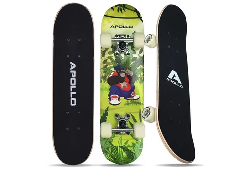 Apollo Skateboard Kinderskateboard 24" Gorilla Tom - Cruiserboard für Kinder, ideal zum spielerischen Erlernen des Skateboardfahrens, mit stabiler Holzbauweise und sportlichem Design, geeignet für Einsteiger ab 5 Jahren.