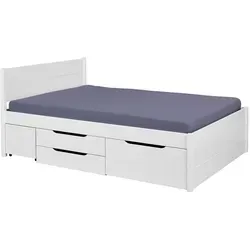 Inter Link Efetivo Bett mit Stauraum 160x200 cm inkl. Nachtkommode - Skandinavisches Design und cleverer Stauraum vereint in einem Bett aus hochwertigem Kiefer-Massivholz. Ideal für kleine Räume und stilbewusste Einrichtung.