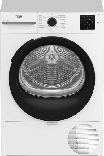 BEKO Kondenstrockner BM3T37249W - Effiziente Wärmepumpentechnologie - Kondenstrockner mit 7 kg Kapazität, energieeffizient dank Wärmepumpentechnologie und ausgestattet mit einer Aquawave-Schontrommel für schonendes Trocknen.