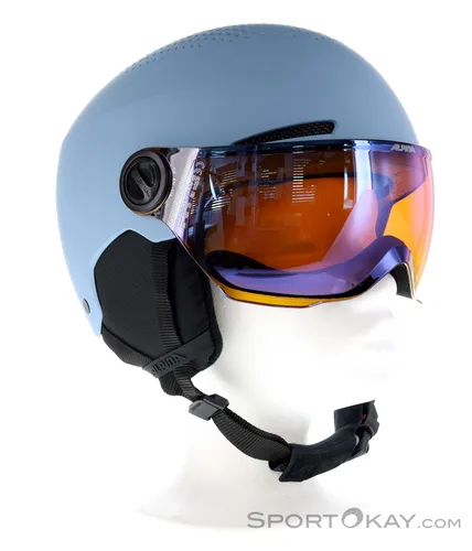 Alpina Zupo Visor Q-lite Helm - smoke-blue matt (46) 48-52 - Skihelme & Snowboardhelme mit integriertem Visier für beste Rundumsicht und UV-Schutz, ideal für Kinder. Robuste Hardshell-Außenschale und abnehmbare Ohrenpolster für höchsten Tragekomfort.