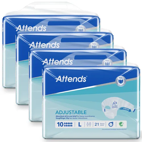 ATTENDS Adjustable 10 Large - Flexibler Hüftbund für optimalen Sitz - Inkontinenzeinlagen für Unisex, Größe L, mit super Saugfähigkeit und flexiblem Hüftbund für höchsten Komfort.