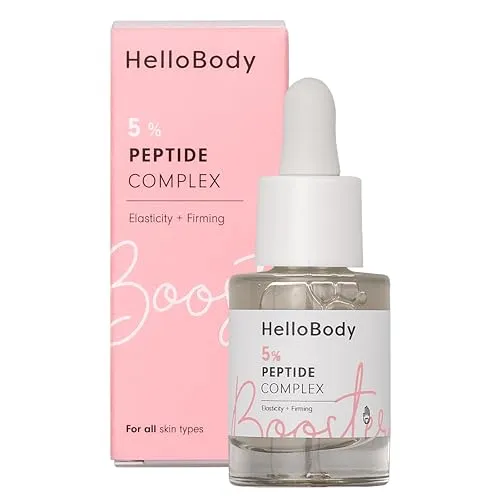 HelloBody 5% Peptide Booster Complex – Anti Aging Peptide Serum für straffe Haut - Tagespflege mit 5% Peptid-Komplex für verbesserte Hautelastizität und reduzierte Faltentiefe. Ideal für eine straffere und glattere Haut!