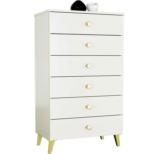 Kommode MOBI Kaschmir 60 cm - Moderne Kommode mit 6 Schubladen, ideal für die stilvolle Aufbewahrung in jedem Raum. Beige Farbton und freistehendes Design bringen Eleganz ins Zuhause.