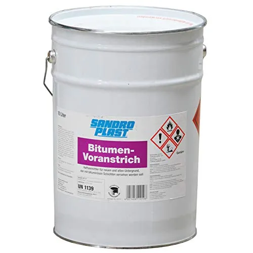 SANDROPLAST Bitumen Voranstrich 10 Liter - Grundierung für Bauwerks- und Dachabdichtung, schnelltrocknend mit hervorragender Haftung auf mineralischen Untergründen und Bitumenbahnen.