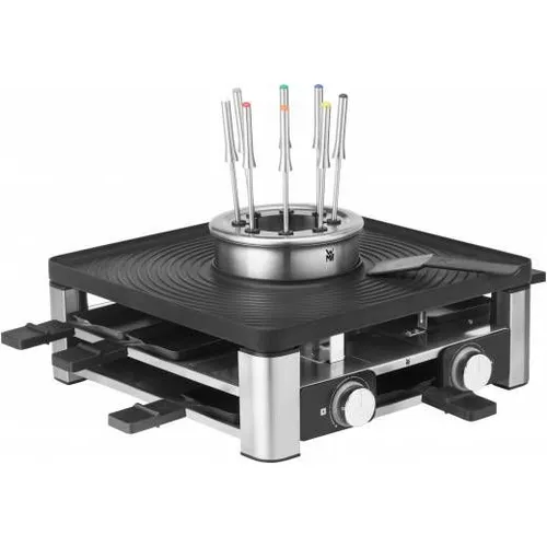 WMF Lumero 3in1 Gourmet Station - Raclette Fondue Kombi für 8 Personen, 1800 Watt, platzsparend mit Temperaturregulierung und edelstahl matt