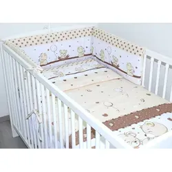 Baby Bettset Sweet Braun 3-teilig mit Bettwäsche und Nestchen 70x140 cm - Praktisches 3-teiliges Baby Bettset für 70 x 140 cm Bettchen, bestehend aus Decken- und Kissenbezug sowie Nestchen. Aus 100% Baumwolle, mit Reißverschluss und hochwertiger Füllung. Ideal für den komfortablen Schlaf Ihres Babys.