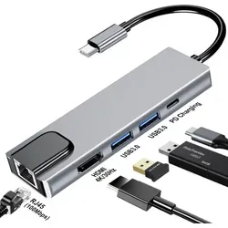 IN 1 USB-C Typ-C auf HDMI RJ45 HUB TV Adapter 4K Kabel Splitter HUB für Macbook Samsung Huawei Phone Tablet 5