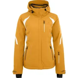 Bergson Skijacke SNOWTASTIC Damen – Wattierte Skijacke in Gold - Wattierte Damen-Skijacke SNOWTASTIC mit 20.000 mm Wassersäule. Ideal für kalte Tage, bietet Komfort und Schutz. In normaler Größe 36 erhältlich. Perfekt für den Skiurlaub!
