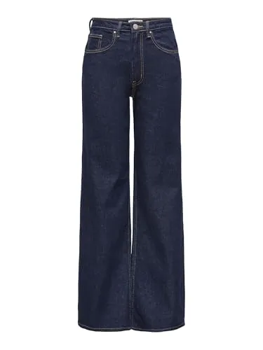 ONLY Onljuicy Hw Wide Rinse DNM Mas763 Noos - Damen-Jeanshose - Damen-Jeanshose mit Gürtelschlaufen und vorderen Taschen, weite Passform für optimalen Komfort von der Hüfte bis zum Knöchel.