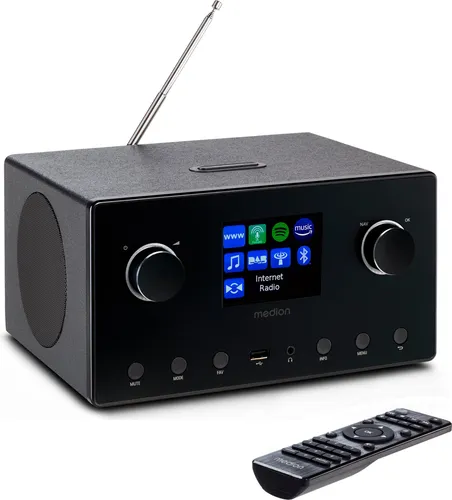 MEDION P85444 2.1 Internetradio mit Subwoofer - Radios: Empfang von über 25.000 Internetradiosendern, Spotify Connect und DAB+ für besten Musikgenuss in modernem Design.