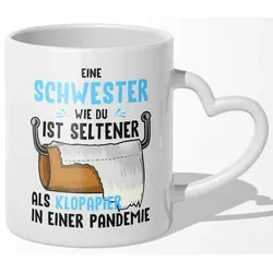 22Feels Tasse Schwester Geschenk Geburtstag Weihnachten Geschwister Mädchen Frauen, Keramik, Made In Germany, Spülmaschinenfest, Herzhenkel weiß