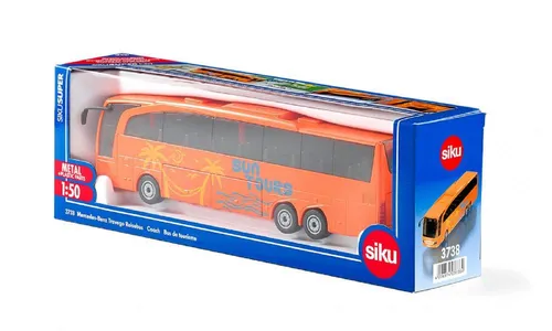 siku 3738 Mercedes-Benz Travego Reisebus 1:50 - Miniatur Schienenfahrzeug-Modelle mit klappbaren Türen und Kofferabteil, aus stabilem Metall und ideal für kreative Spielwelten. Perfektes Geschenk für Busliebhaber!