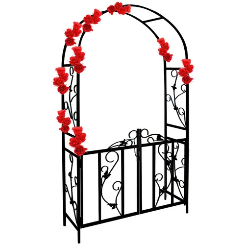 Gardebruk Deuba Rosenbogen mit Tür - Dekorativer Rosenbogen aus pulverbeschichtetem Metall, witterungsbeständig und ideal für Kletterpflanzen. Perfekt für Gärten, Eingänge und besondere Anlässe.