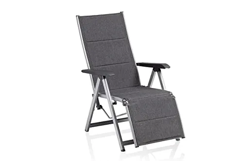 Kettler BasicPlus Padded Relaxsessel - Essstühle mit verstellbarer Rückenlehne für optimalen Komfort und stilvolles Design in Silber/Anthrazit.