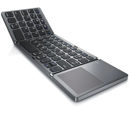 Aplic Wireless-Tastatur - Faltbares Mini Bluetooth Keyboard mit Touchpad - Kabellose Tastaturen, ultradünnes Design und faltbar für einfache Mobilität, perfekt für unterwegs oder im Home Office.