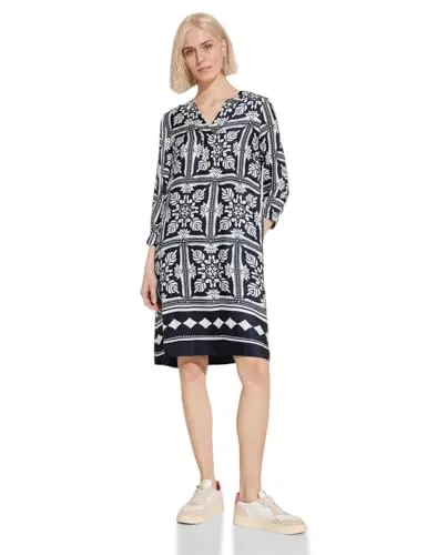STREET ONE Damen A143956 Tunika Kleid mit Print, Mehrfarbig - Freizeitkleid für Damen aus weicher Viskose mit seitlichen Eingriffstaschen und grafischem Muster – perfekt für lässige Anlässe!